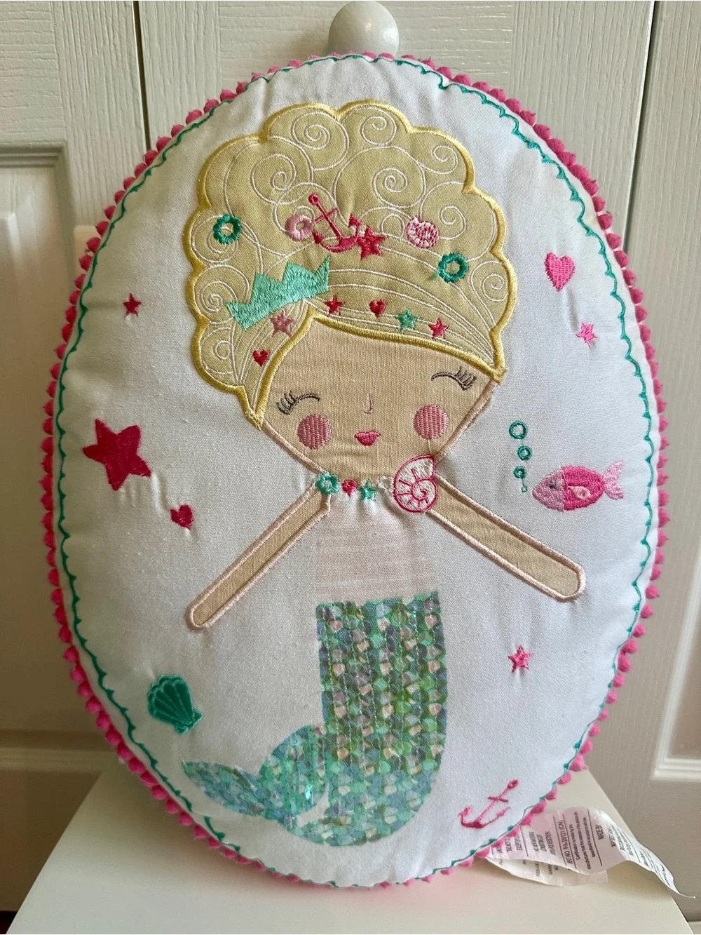 Pink and Teal Mermaid Plush Pillow for Kids